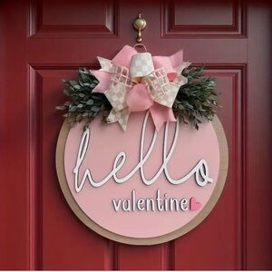 Pink Valentine's Day Door Sign with Bow NWT